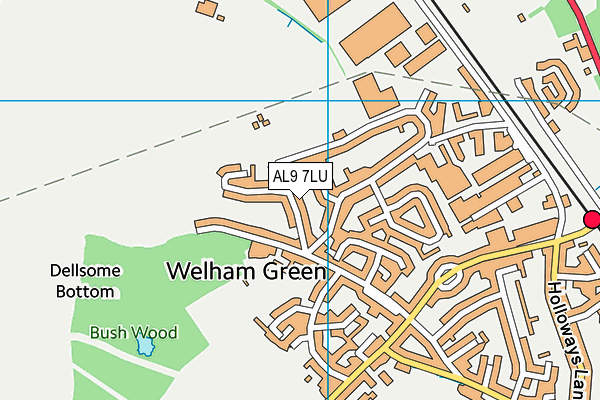 AL9 7LU map - OS VectorMap District (Ordnance Survey)