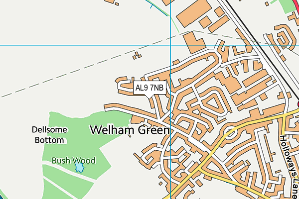 AL9 7NB map - OS VectorMap District (Ordnance Survey)
