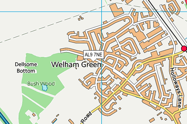 AL9 7NE map - OS VectorMap District (Ordnance Survey)