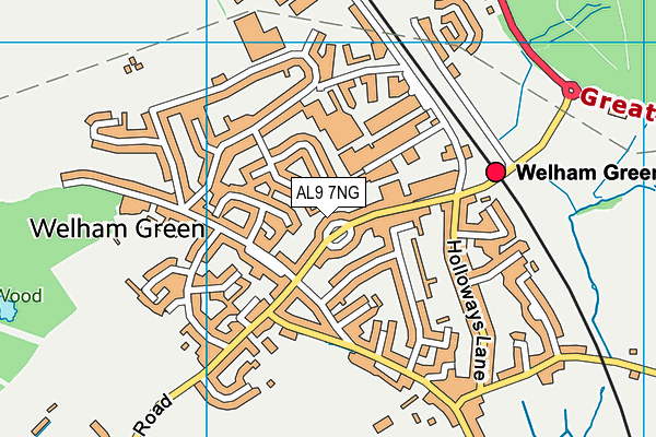 AL9 7NG map - OS VectorMap District (Ordnance Survey)