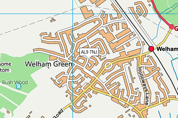 AL9 7NJ map - OS VectorMap District (Ordnance Survey)