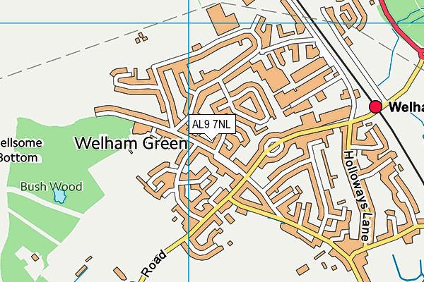 AL9 7NL map - OS VectorMap District (Ordnance Survey)