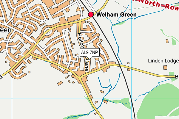 AL9 7NP map - OS VectorMap District (Ordnance Survey)