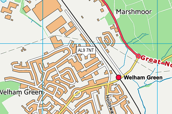 AL9 7NT map - OS VectorMap District (Ordnance Survey)