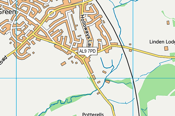 AL9 7PD map - OS VectorMap District (Ordnance Survey)