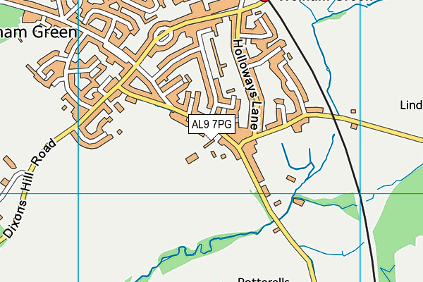 AL9 7PG map - OS VectorMap District (Ordnance Survey)
