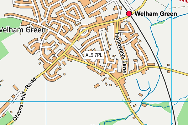 AL9 7PL map - OS VectorMap District (Ordnance Survey)