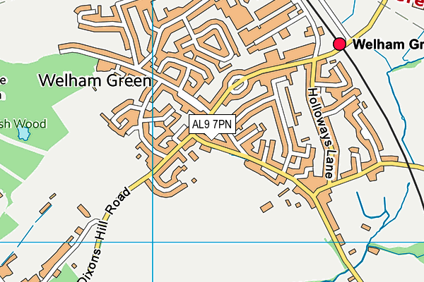 AL9 7PN map - OS VectorMap District (Ordnance Survey)