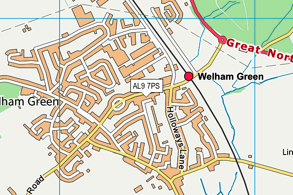 AL9 7PS map - OS VectorMap District (Ordnance Survey)
