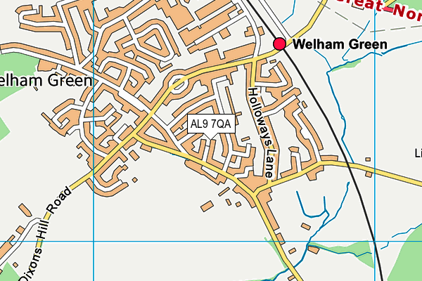 AL9 7QA map - OS VectorMap District (Ordnance Survey)