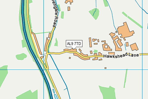 AL9 7TD map - OS VectorMap District (Ordnance Survey)
