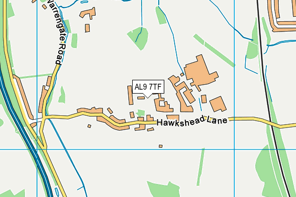 AL9 7TF map - OS VectorMap District (Ordnance Survey)