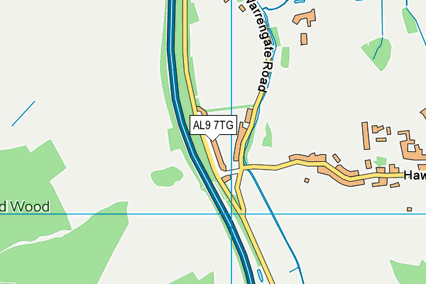 AL9 7TG map - OS VectorMap District (Ordnance Survey)