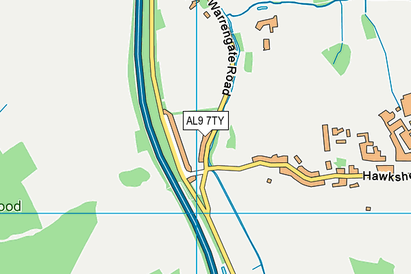 AL9 7TY map - OS VectorMap District (Ordnance Survey)