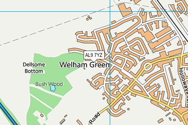 Welham Green Recreation Ground map (AL9 7YZ) - OS VectorMap District (Ordnance Survey)