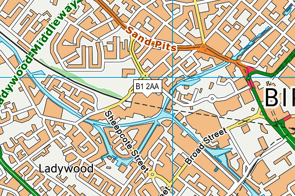 B1 2AA map - OS VectorMap District (Ordnance Survey)