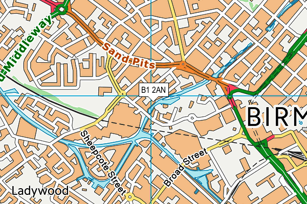 B1 2AN map - OS VectorMap District (Ordnance Survey)