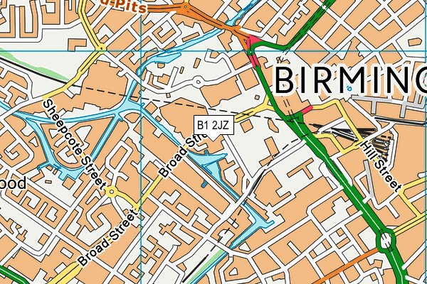 Hyatt Regency Birmingham map (B1 2JZ) - OS VectorMap District (Ordnance Survey)