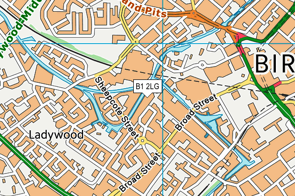 B1 2LG map - OS VectorMap District (Ordnance Survey)
