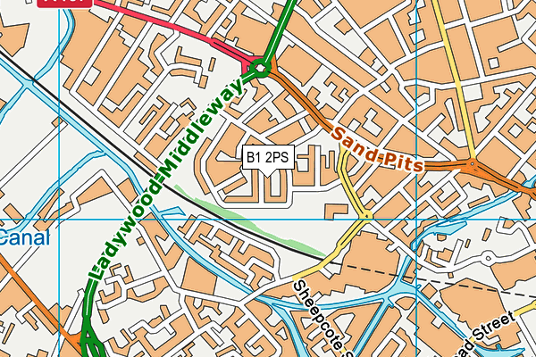 B1 2PS map - OS VectorMap District (Ordnance Survey)