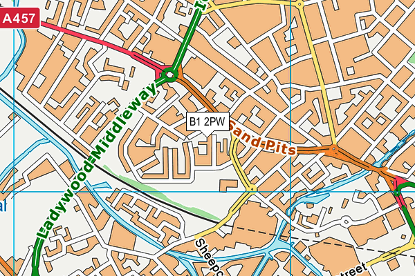 B1 2PW map - OS VectorMap District (Ordnance Survey)