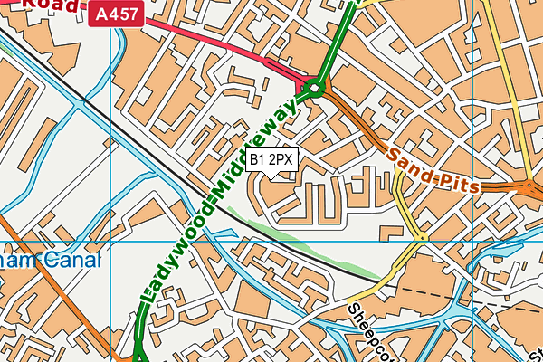 B1 2PX map - OS VectorMap District (Ordnance Survey)