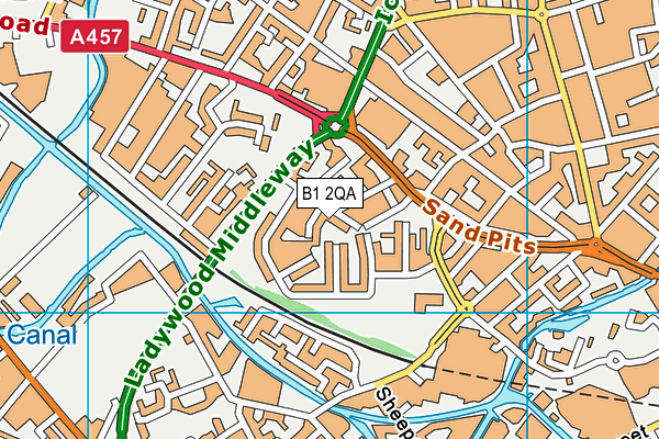 B1 2QA map - OS VectorMap District (Ordnance Survey)