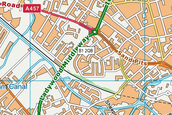 B1 2QB map - OS VectorMap District (Ordnance Survey)