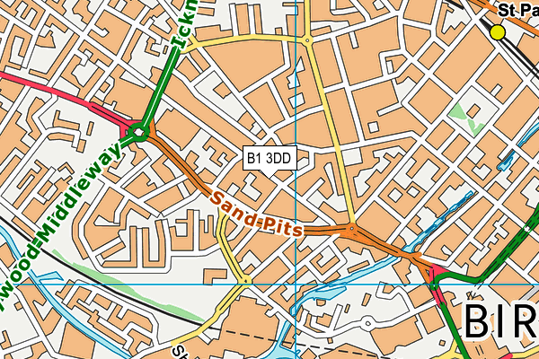 B1 3DD map - OS VectorMap District (Ordnance Survey)