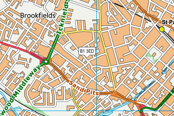 B1 3ED map - OS VectorMap District (Ordnance Survey)