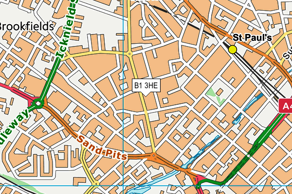 B1 3HE map - OS VectorMap District (Ordnance Survey)