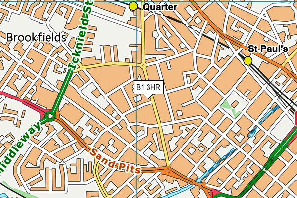 B1 3HR map - OS VectorMap District (Ordnance Survey)