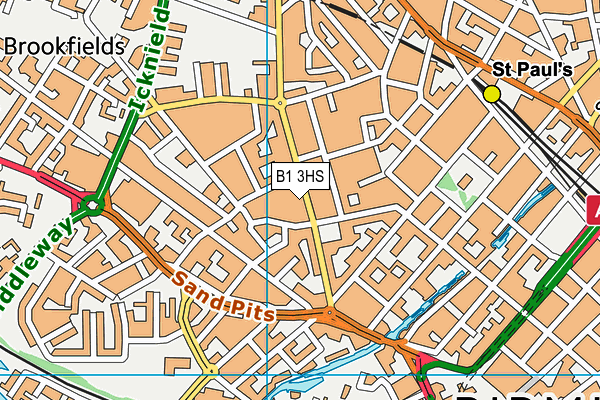 B1 3HS map - OS VectorMap District (Ordnance Survey)