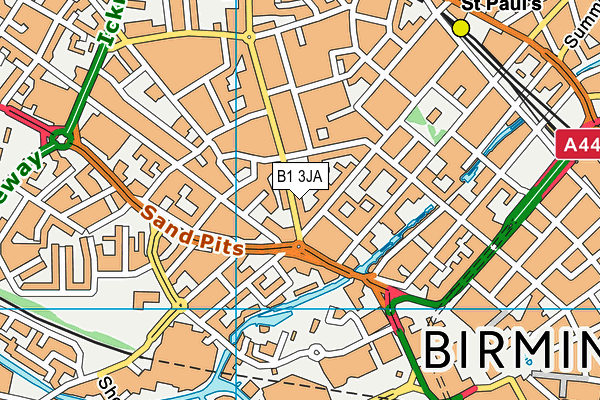 B1 3JA map - OS VectorMap District (Ordnance Survey)