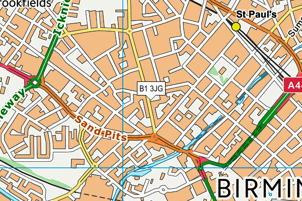 B1 3JG map - OS VectorMap District (Ordnance Survey)