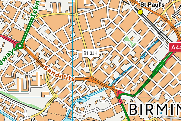 B1 3JH map - OS VectorMap District (Ordnance Survey)