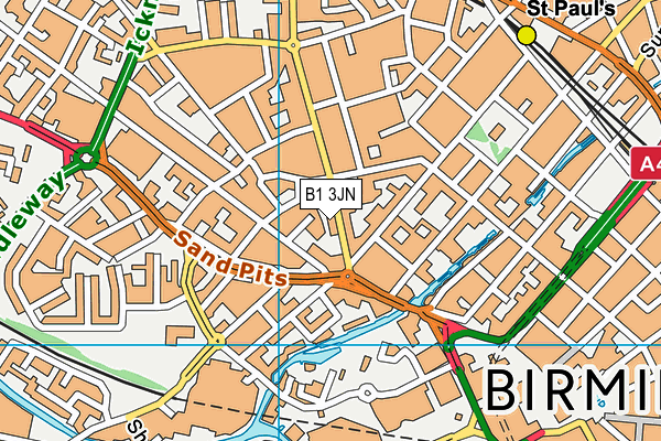 B1 3JN map - OS VectorMap District (Ordnance Survey)