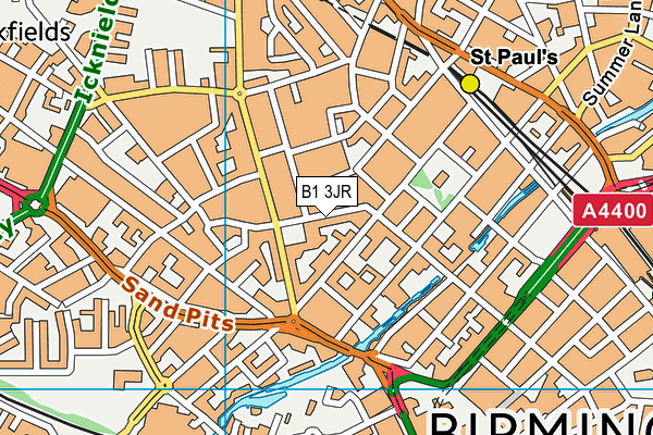 B1 3JR map - OS VectorMap District (Ordnance Survey)