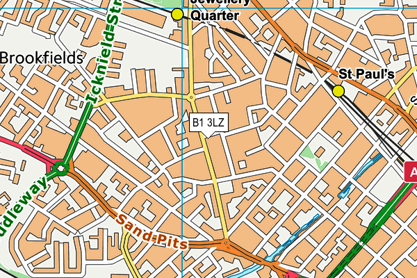 B1 3LZ map - OS VectorMap District (Ordnance Survey)