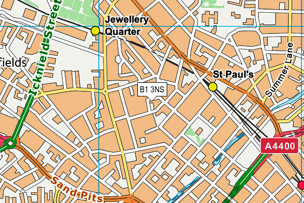 B1 3NS map - OS VectorMap District (Ordnance Survey)