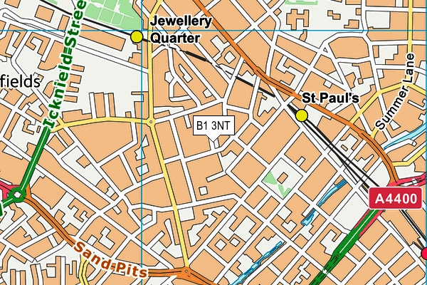 B1 3NT map - OS VectorMap District (Ordnance Survey)