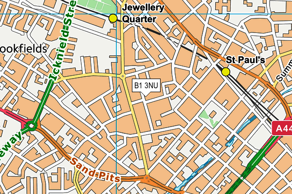 B1 3NU map - OS VectorMap District (Ordnance Survey)