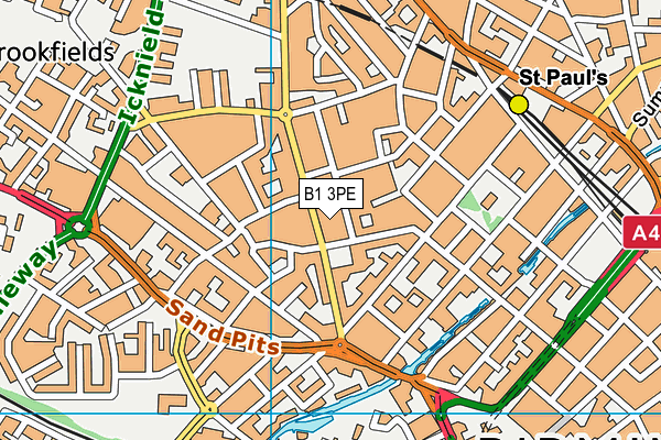 B1 3PE map - OS VectorMap District (Ordnance Survey)