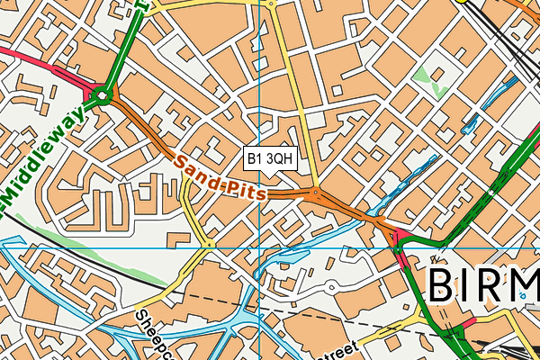 B1 3QH map - OS VectorMap District (Ordnance Survey)