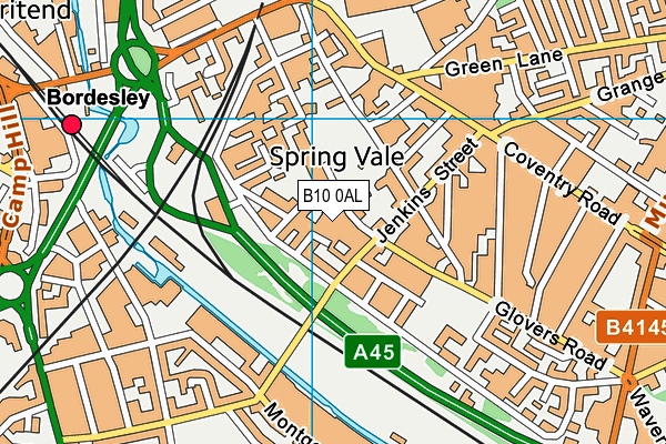 B10 0AL map - OS VectorMap District (Ordnance Survey)