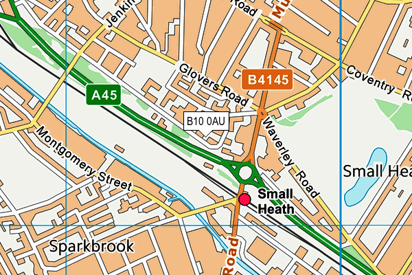 B10 0AU map - OS VectorMap District (Ordnance Survey)