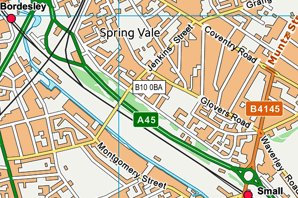 B10 0BA map - OS VectorMap District (Ordnance Survey)