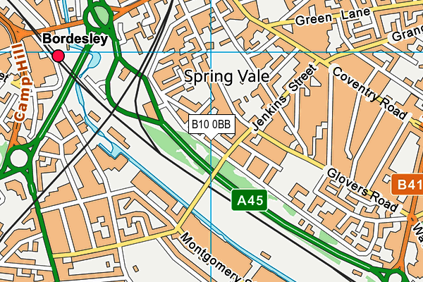 B10 0BB map - OS VectorMap District (Ordnance Survey)