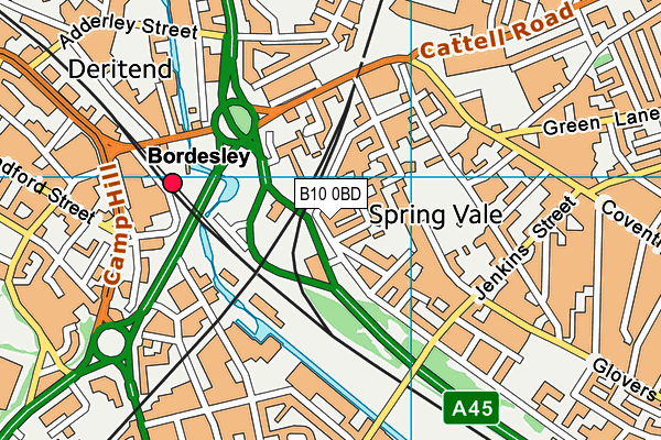 B10 0BD map - OS VectorMap District (Ordnance Survey)