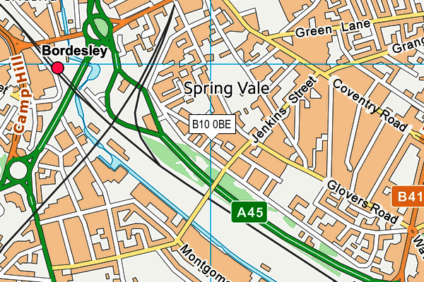 B10 0BE map - OS VectorMap District (Ordnance Survey)